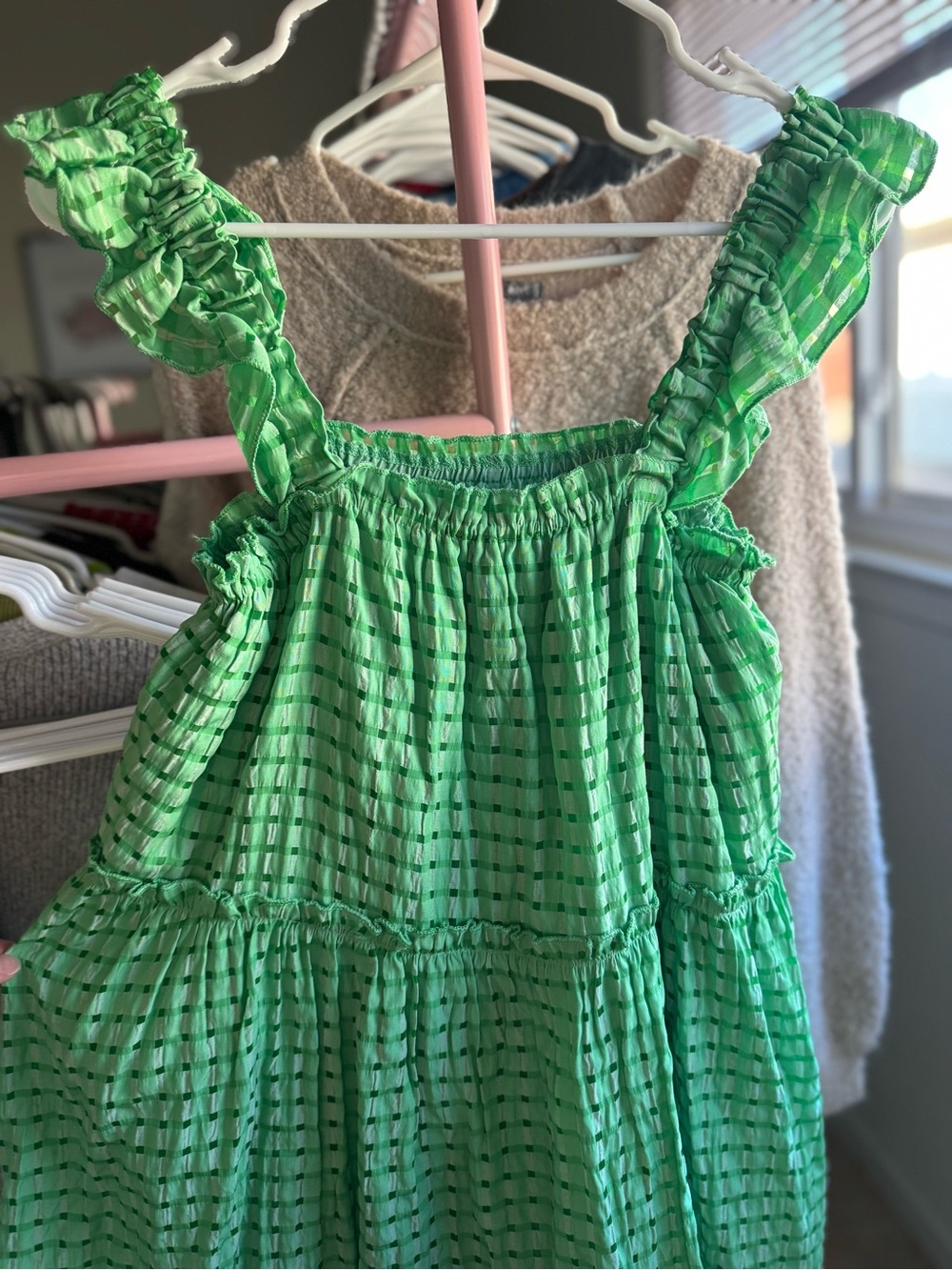 Green Ruffled Summer Dress - Picture 3 of 6